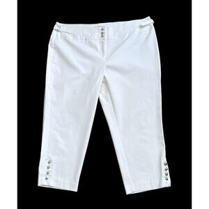NY COLLECTION Womens Plus Size 22 White Cropped Career Dress Pants 25" Inseam